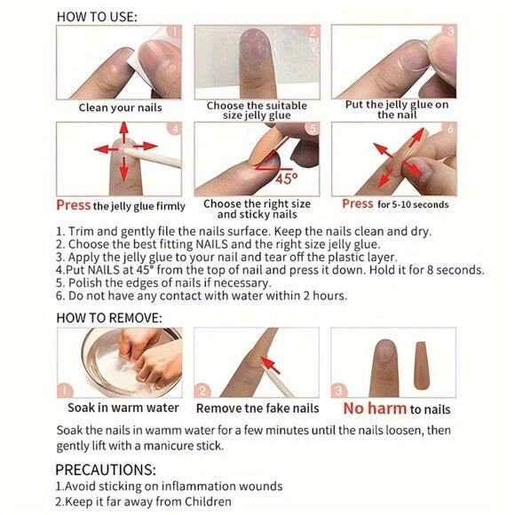 24pcs Glossy Medium Square Fake Nails, Aurora Red Press On Nails With Snowflake - Picture 6 of 8